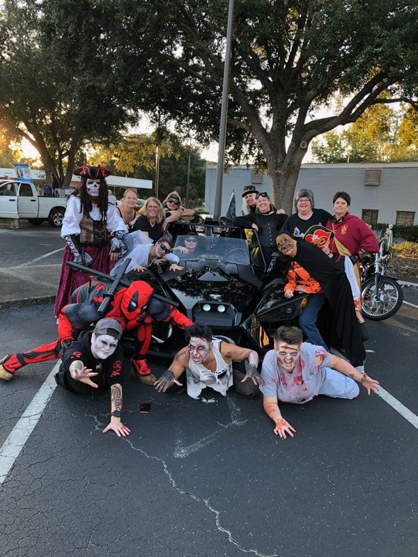 A group photo of FBGz members dressed up for Halloween